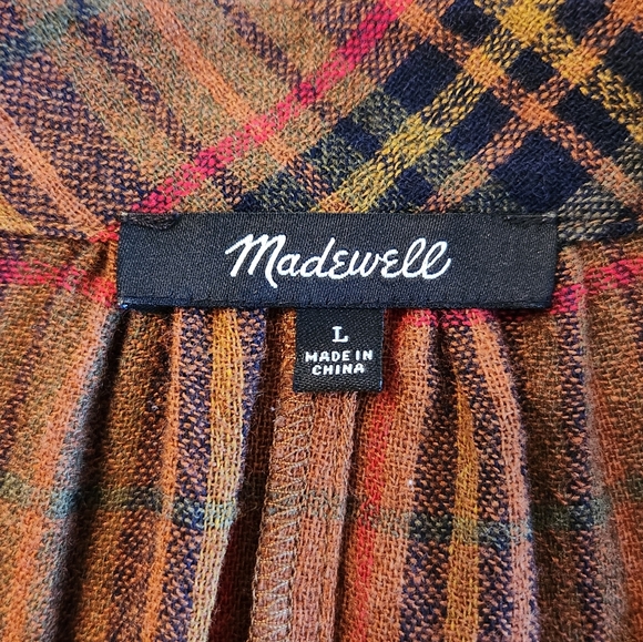 Madewell Highroad Popover Top in Chestnut Plaid Size Large - Picture 5 of 5